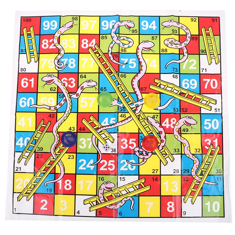 Hot!1Set Snake Ladder Educational Kids Children Toys Interesting Board Game Set Portable Flying Chess Board Family Board Game