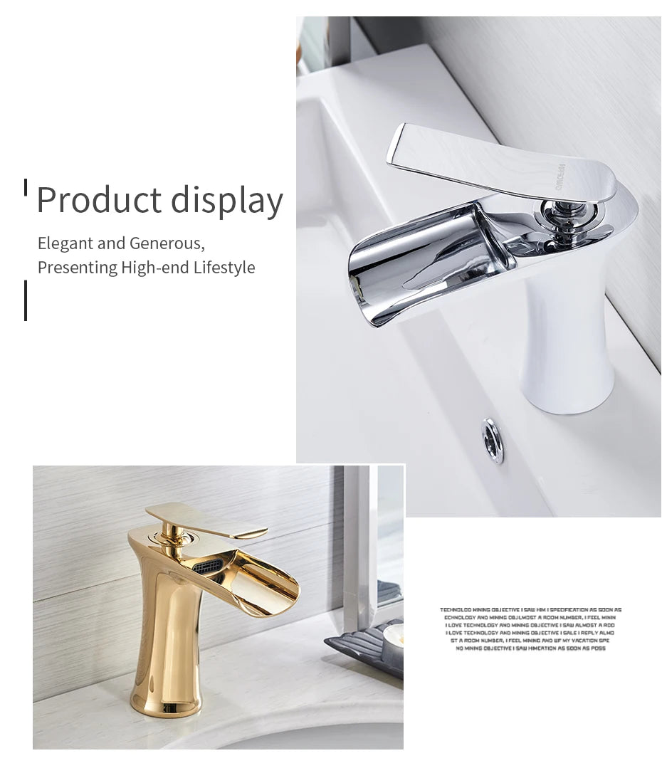 Basin Faucets Waterfall Bathroom Faucet Single handle Basin Mixer Tap Bath Antique Faucet Brass Sink Water Crane Silver 6009