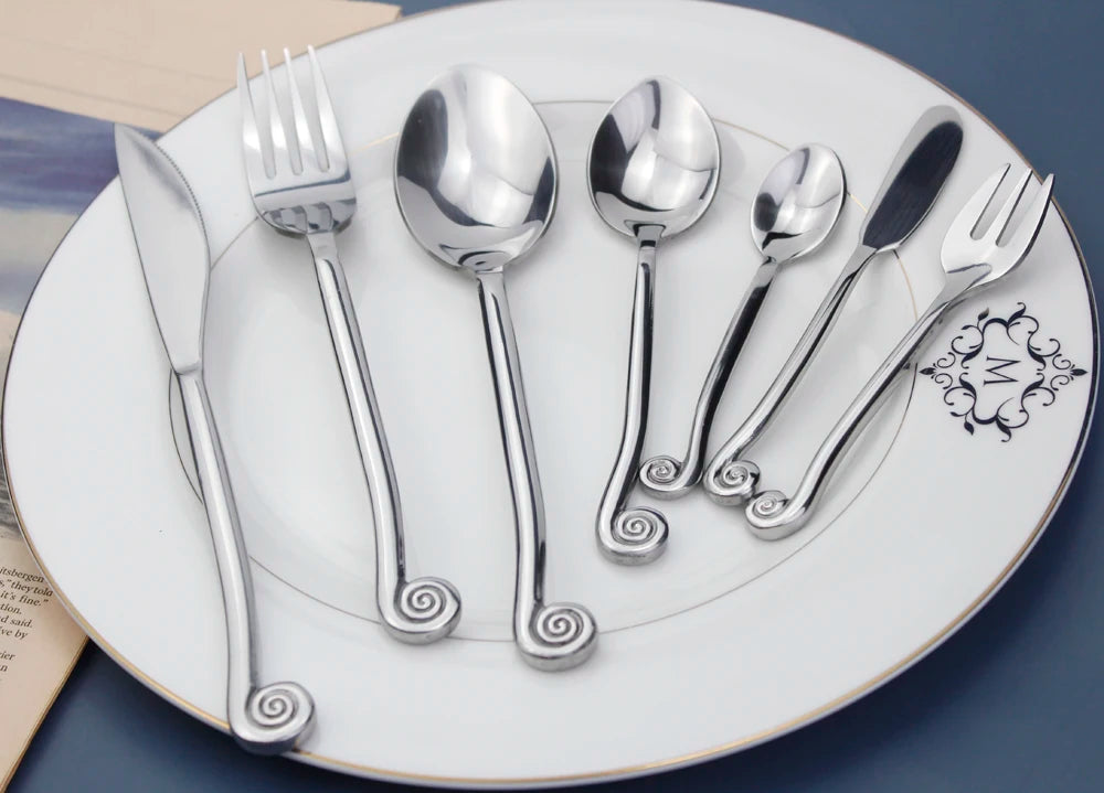 Impressive Cutlery Famous Creative Design Snail Handle Dinnerware Set Forged Process Stainless Steel Mirror Polish For Kitchen