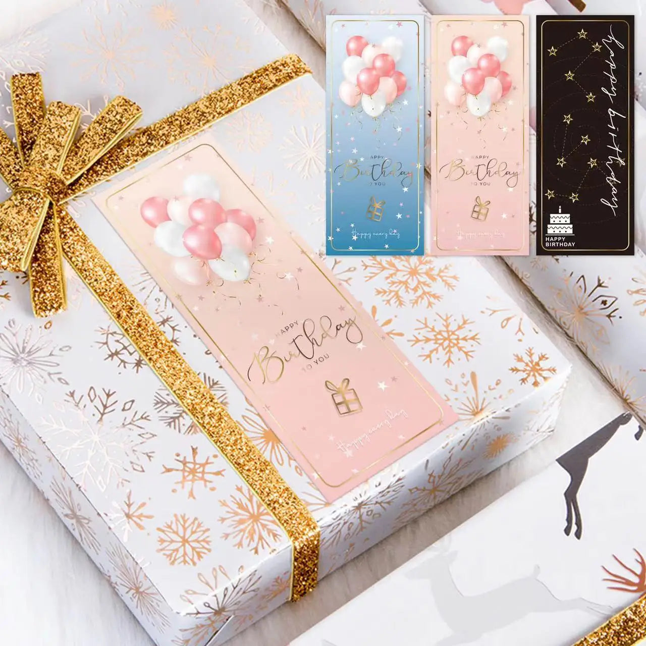 10-30Pcs "Happy Birthday To You" Stickers Pink Blue Black Birthday Gift Package Decor Seal Labels 6x15cm Exquisite Stickers