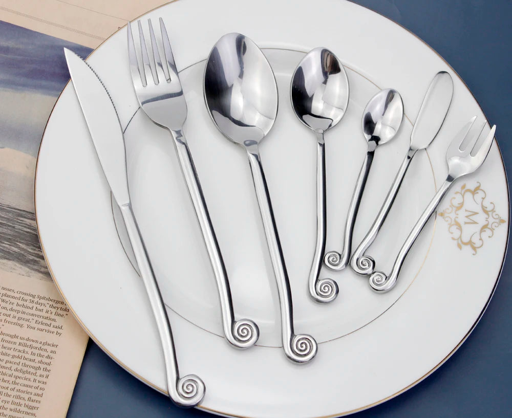 Impressive Cutlery Famous Creative Design Snail Handle Dinnerware Set Forged Process Stainless Steel Mirror Polish For Kitchen