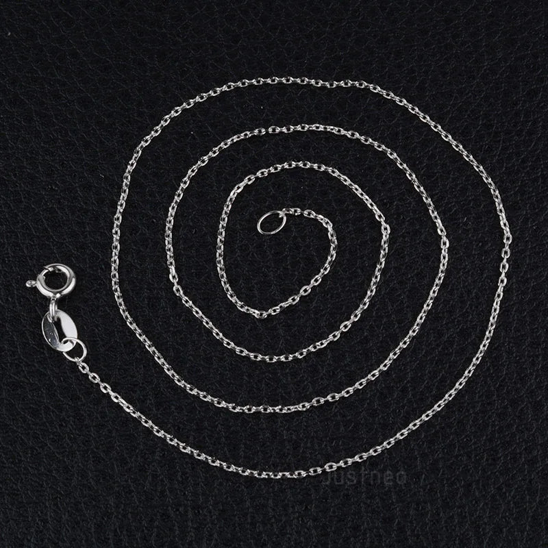 JustNeo solid 925 sterling silver oval cable chain necklace with rhodium plate, spring claspfine jewelry, , 1 piece