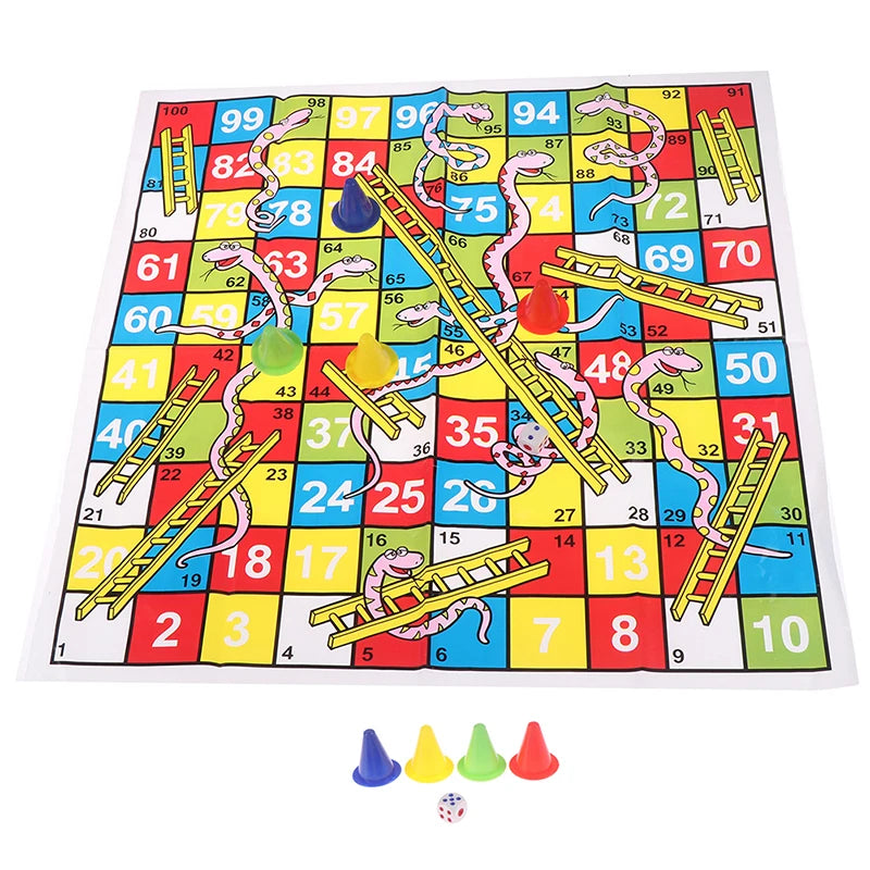 Hot!1Set Snake Ladder Educational Kids Children Toys Interesting Board Game Set Portable Flying Chess Board Family Board Game