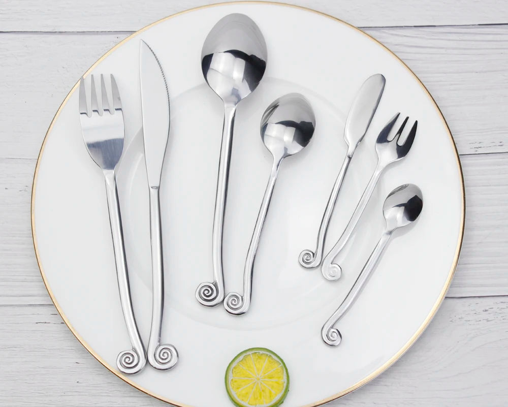 Impressive Cutlery Famous Creative Design Snail Handle Dinnerware Set Forged Process Stainless Steel Mirror Polish For Kitchen