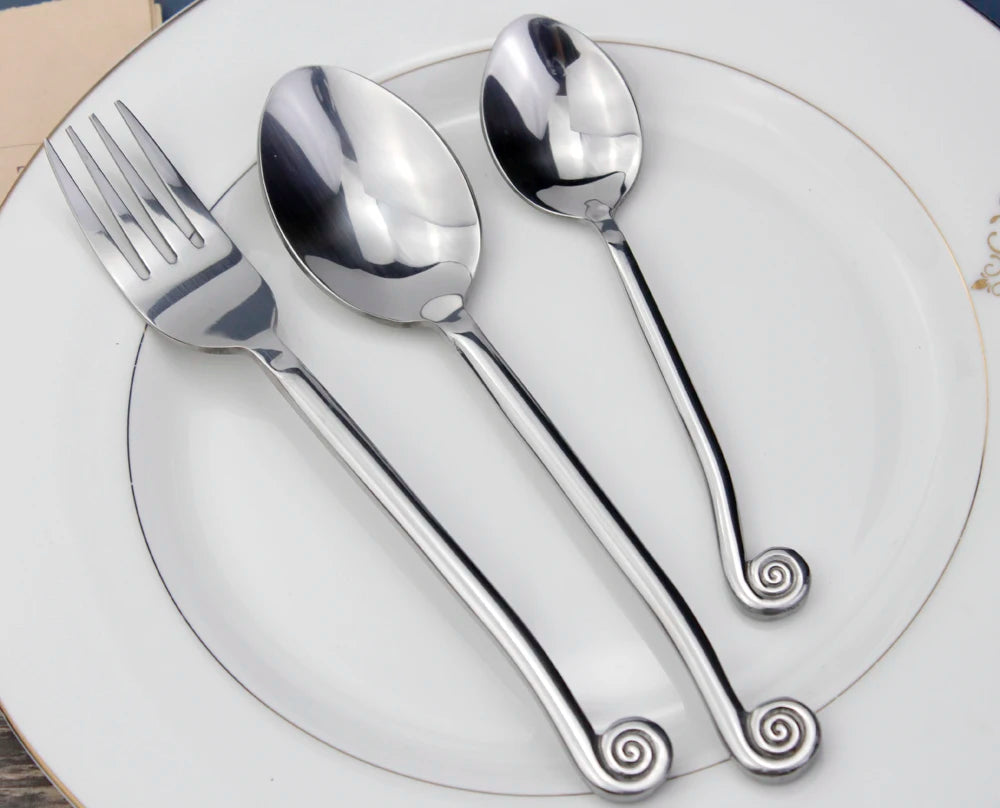 Impressive Cutlery Famous Creative Design Snail Handle Dinnerware Set Forged Process Stainless Steel Mirror Polish For Kitchen