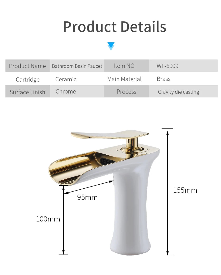 Basin Faucets Waterfall Bathroom Faucet Single handle Basin Mixer Tap Bath Antique Faucet Brass Sink Water Crane Silver 6009