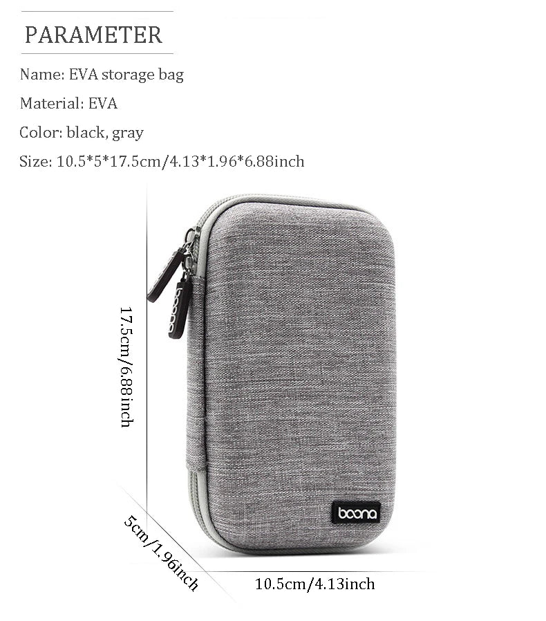 TUUTH EVA Cable Storage Bag Earphone Case Cable Pouch Travel Electronics Organizer Portable Digital USB Gadget Organizer Kit