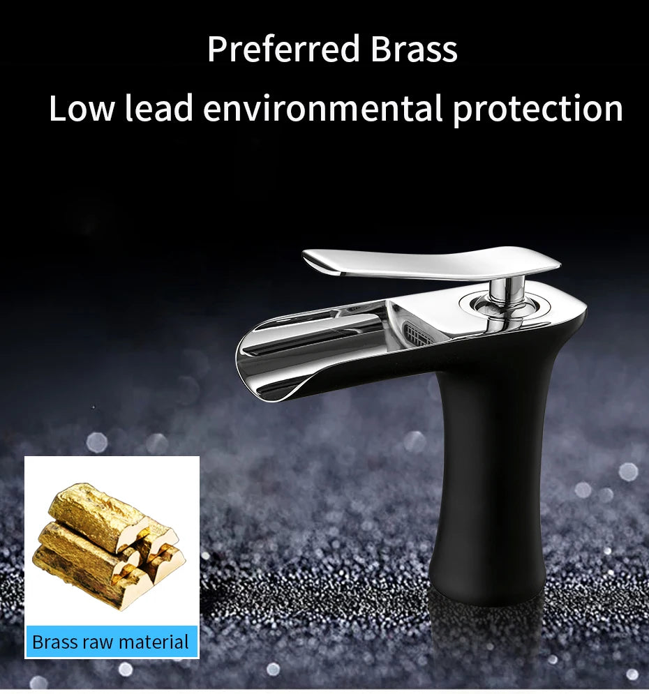 Basin Faucets Waterfall Bathroom Faucet Single handle Basin Mixer Tap Bath Antique Faucet Brass Sink Water Crane Silver 6009