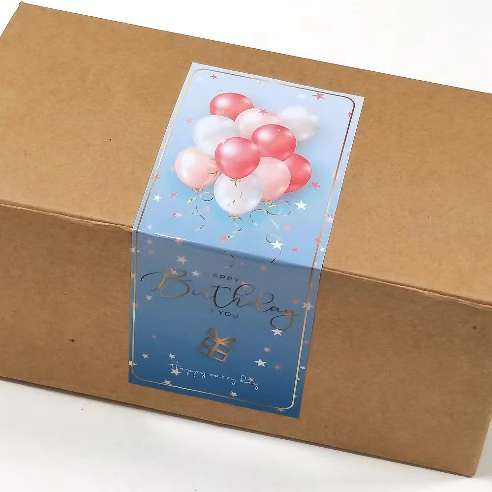 10-30Pcs "Happy Birthday To You" Stickers Pink Blue Black Birthday Gift Package Decor Seal Labels 6x15cm Exquisite Stickers