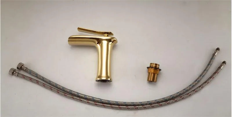 Basin Faucet Grey Waterfall Faucet Brass Bathroom Faucet Gold Bathroom Basin Faucet Mixer Tap Hot and Cold White Sink faucet