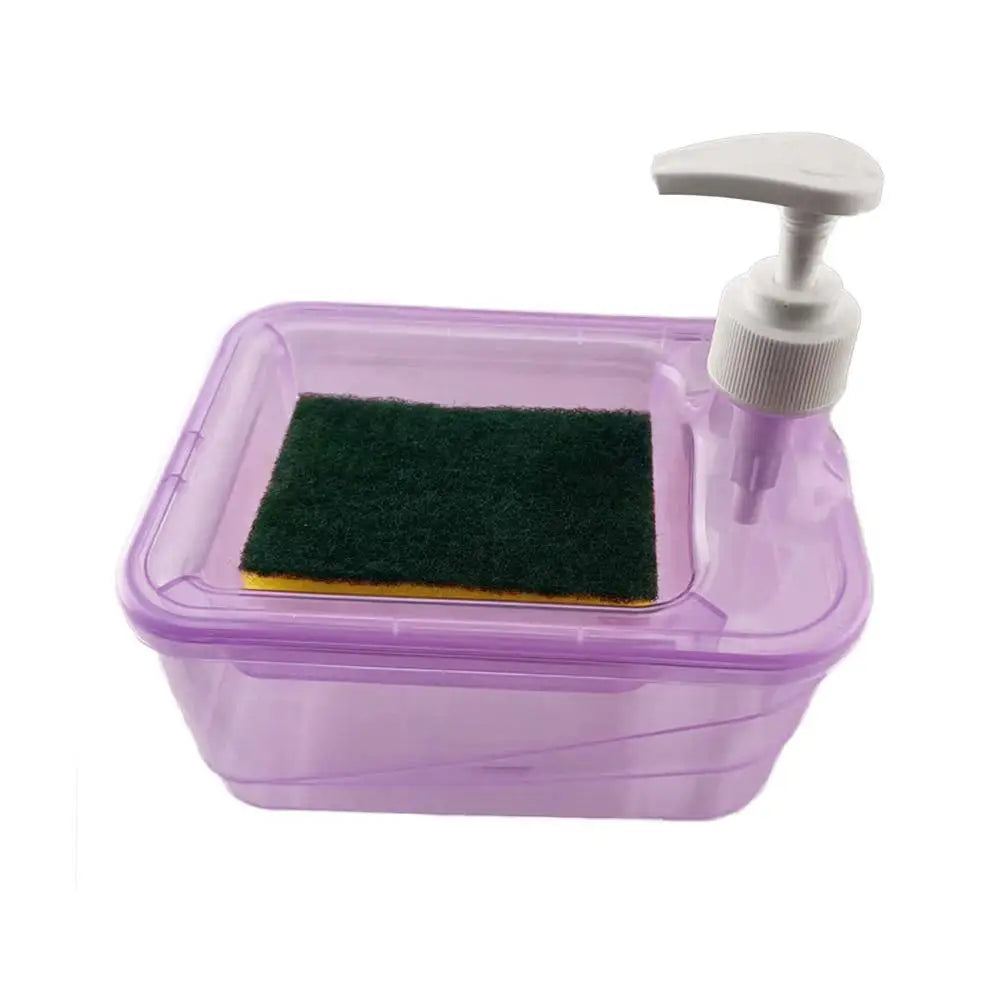 3in1 Soap Dispenser & Scrubber Holder with Sponge Plastic Hand Soap/Dish Soap Dispenser for Kitchen Bathroom