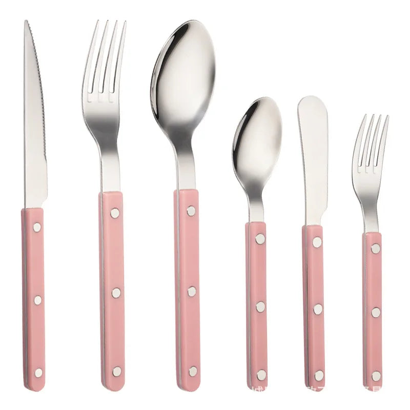 Fashion New Colorful Handle 304 Cutlery Set 18/10 Stainless Steel Creativity Gift Flatware Knife Fork Spoon Drop Ship