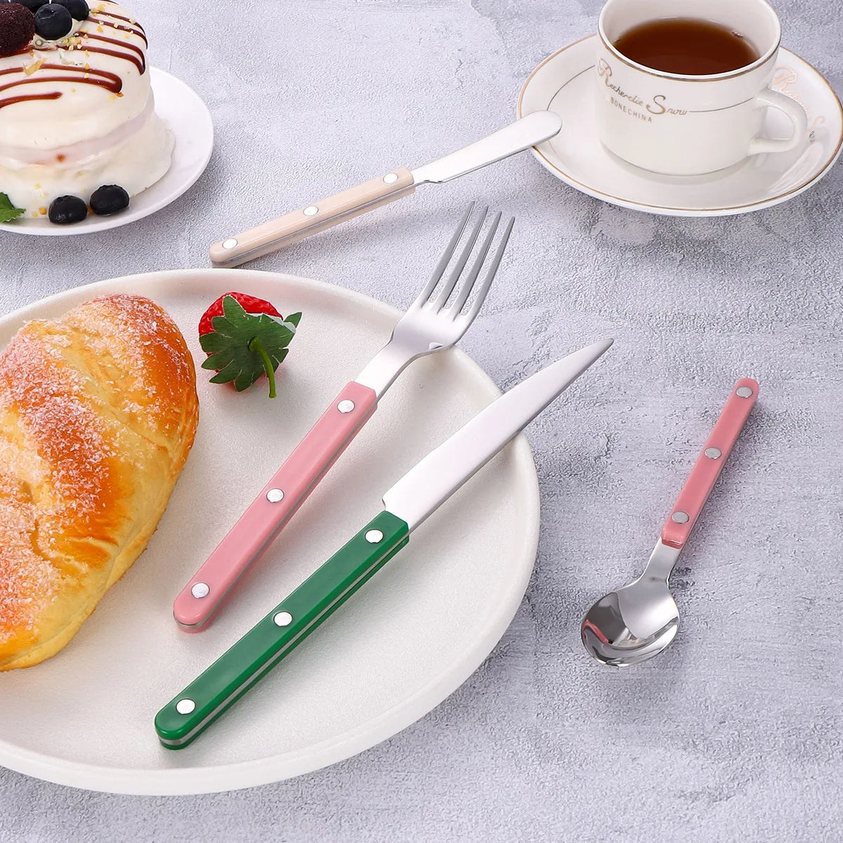 Fashion New Colorful Handle 304 Cutlery Set 18/10 Stainless Steel Creativity Gift Flatware Knife Fork Spoon Drop Ship