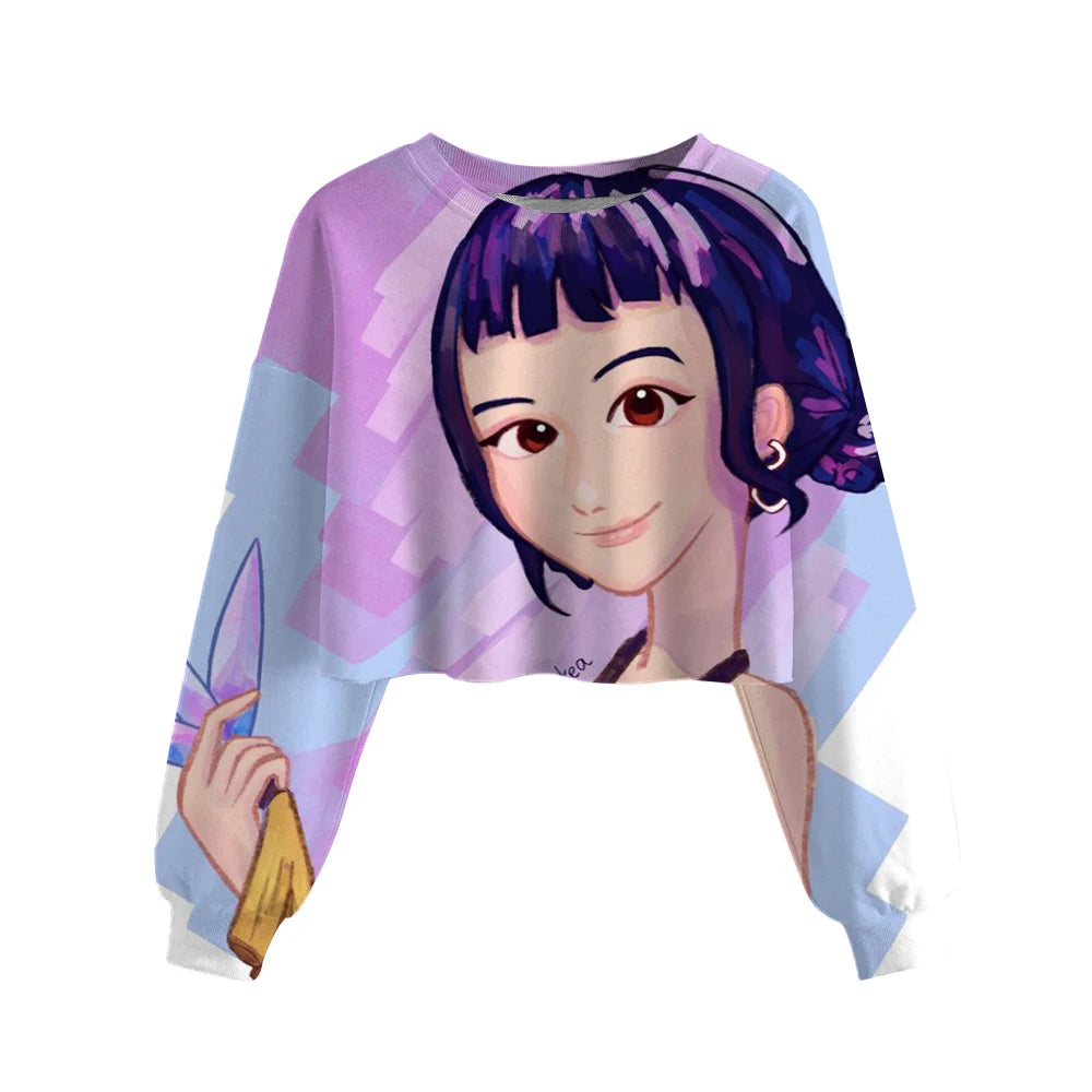 Casual Girls Movie Fans Gift Crop Hoodie Manga Kids Huntrix Kpop Demon Hunters Children's Sweatshirt Cute Tiger Hoody