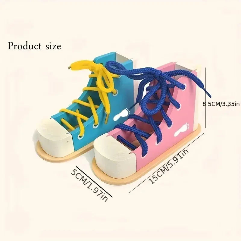 Baby Montessori Wooden Toys Learn To Tie Shoelaces Threading Game Teaching Aids Educational Toys for Boys Girls Birthday Gift