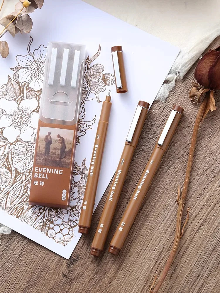 Brown Pigment Liner Needle Waterproof Drawing Pen For Sketch Watercolor Drawing Needle Pen Hook Line Pen Stationery Art Supplies
