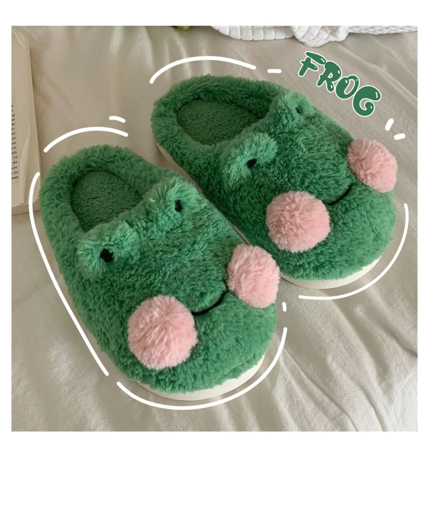 Funny Couple Lovely Frog Cotton Slippers 2022 Winter Student Anti Slip Warm Plush Home Slipper Men And Women Household Shoes