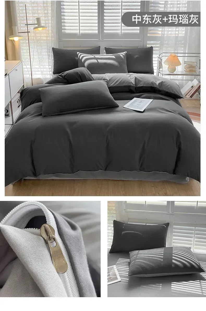 Solid Color Simple 3 Four-piece Set Student Dormitory Household Bed Sheet Kit