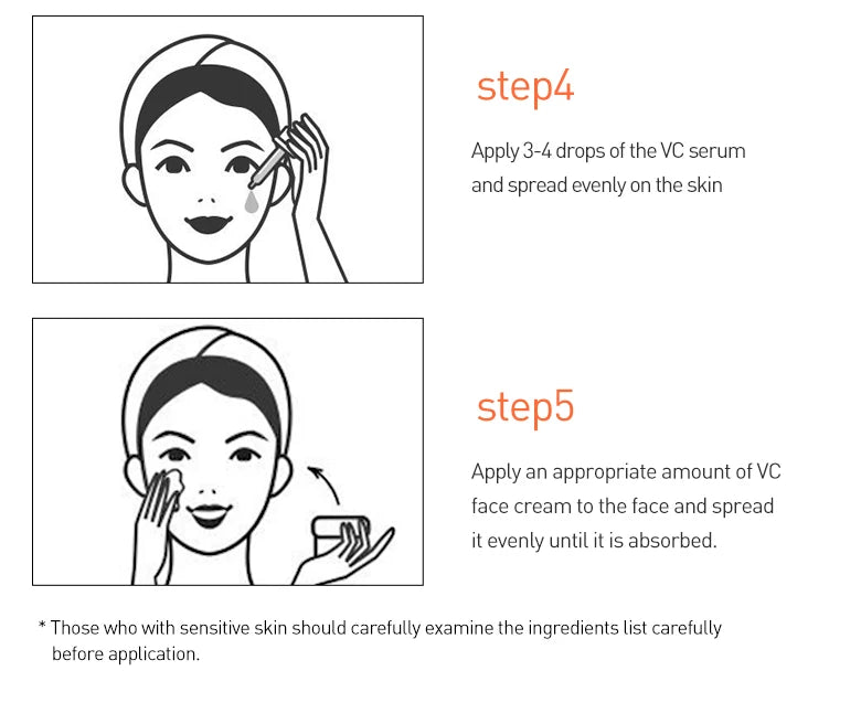 JoyPretty Vitamin C Face Skin Care Kit 5Pcs Whitening Cream for Dark Skin Serum Cleanser Facial Skin Lightening Moisturizing Set