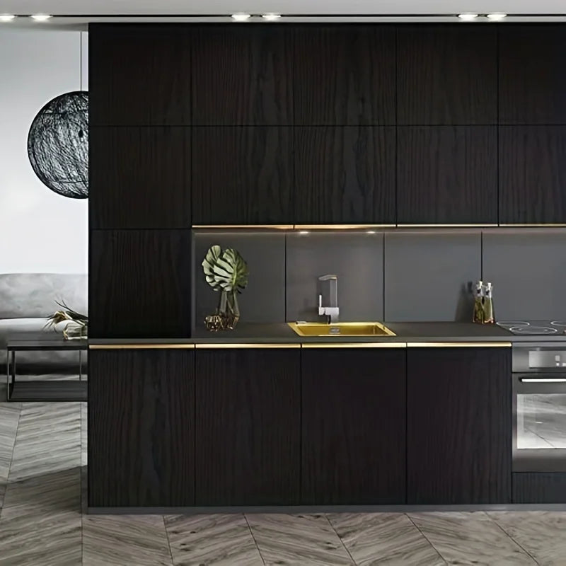 Black Wood Self-adhesive And Removable Wallpaper Vinyl For Countertop Furniture Kitchen Walls Realistic Wood Feel Home Decor