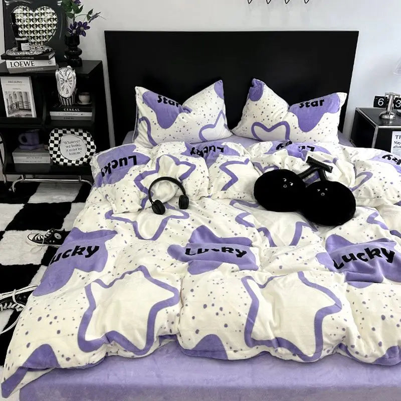 Floral Bed Duvet Covers Pastoral Four Seasons Polyester Quilt Cover King Queen Size Bedroom Bedding Home Textile Simple Cozy
