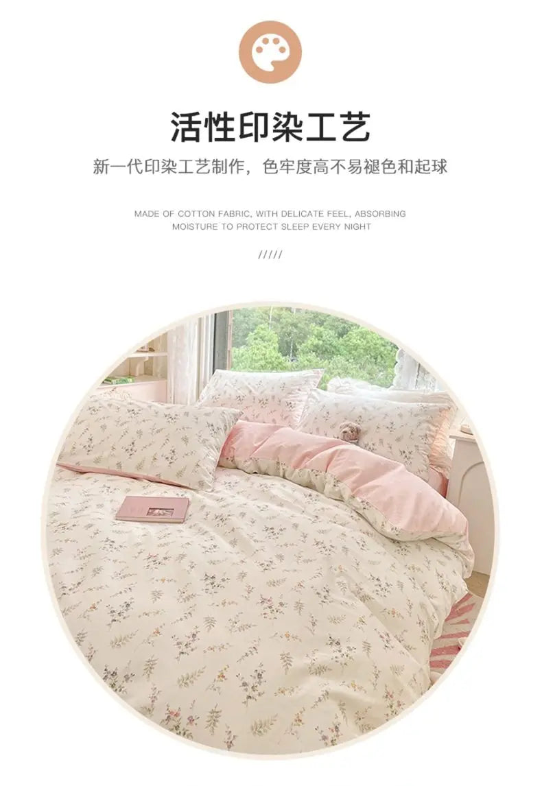 Floral Bed Duvet Covers Pastoral Four Seasons Polyester Quilt Cover King Queen Size Bedroom Bedding Home Textile Simple Cozy