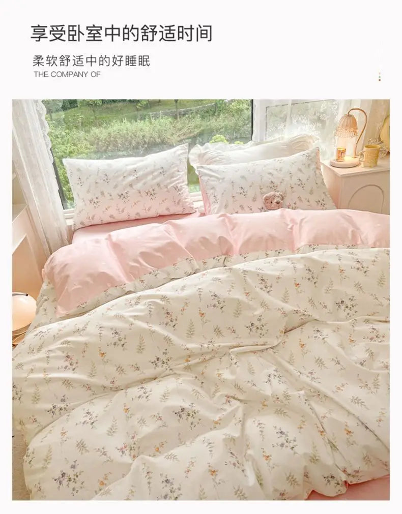 Floral Bed Duvet Covers Pastoral Four Seasons Polyester Quilt Cover King Queen Size Bedroom Bedding Home Textile Simple Cozy