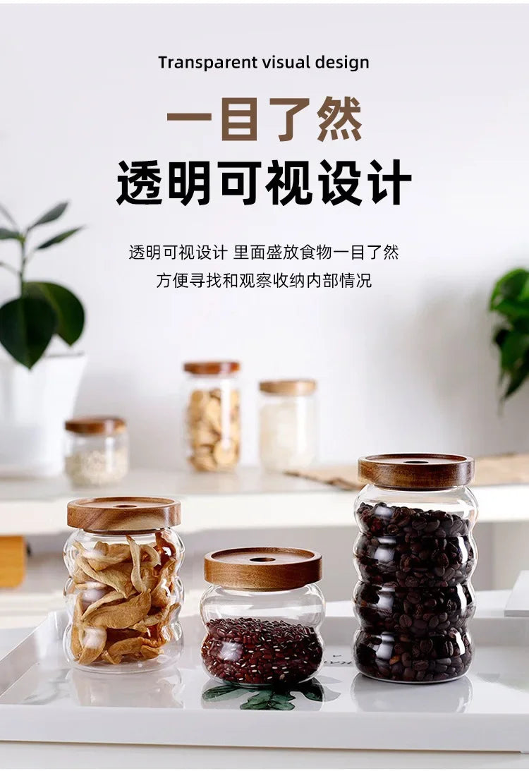 Glass Jars With Lids Container for Cereals Mason Jar Sugar and Tea Cans Storage Containers Hermetic Pots for Food Airtight Lid