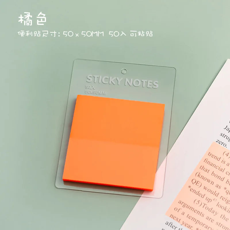 50 Sheets Color Transparent Waterproof 50*50mm Sticky Note Pads Notepads for School Stationery Office Supplies