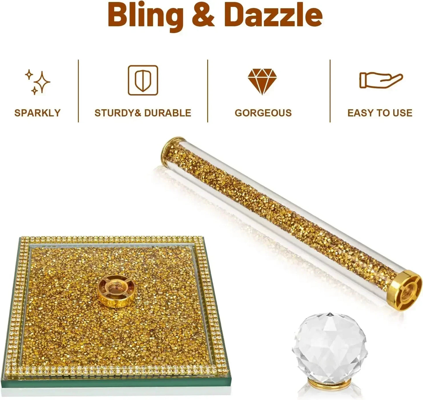 Crystal Paper Towel Holder Stand Countertop Toilet Tissue Roll Holders with Bling Heavy Base House Decor for Kitchen Bathroom