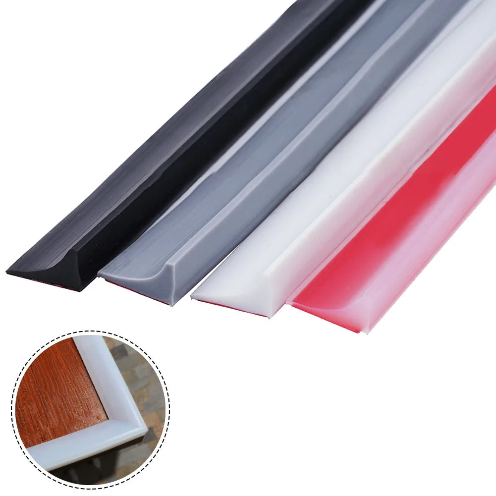 Bathroom Retention Water Barrier Strip Rubber Silicone Shower Barrier Water Stopper Kitchen Dry And Wet Separation Seal Strip