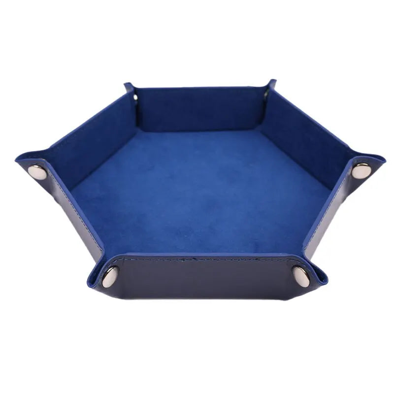 Foldable Dice Tray Box PU Leather Folding Hexagon Coin Square Game 12 Colors For RPG DnD Table Board Games