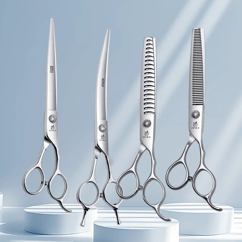 Fenice Professional Home Pets Grooming Set 6//6.5/7/7.5 Inch Bearing Screw Straight Curved Thinning Chunker Shears for Dogs/Cat