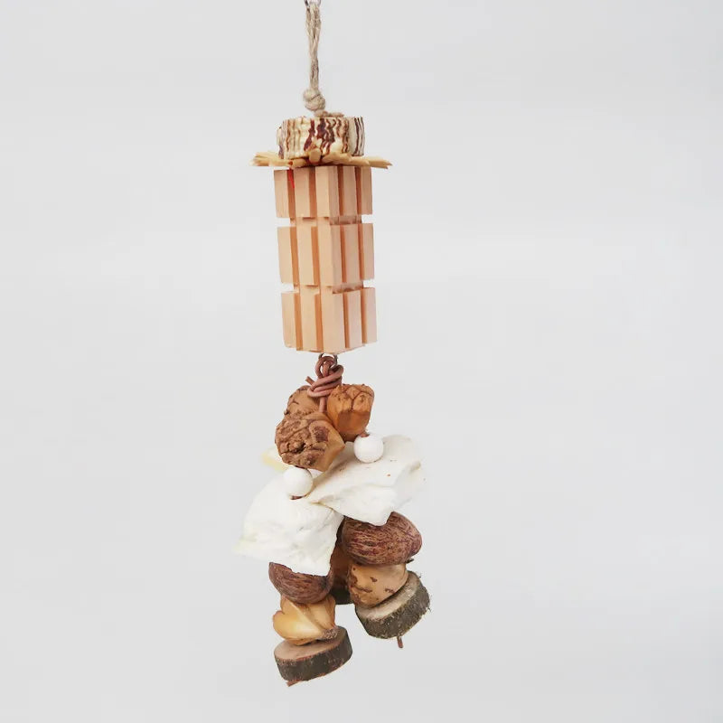 Bird Parrot Toy Large Parrot Toy Natural Wooden Blocks Bird Chewing Toy Parrot Cage Bite Toy Suits for Macaws Parrots