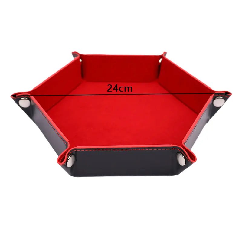 Foldable Dice Tray Box PU Leather Folding Hexagon Coin Square Game 12 Colors For RPG DnD Table Board Games