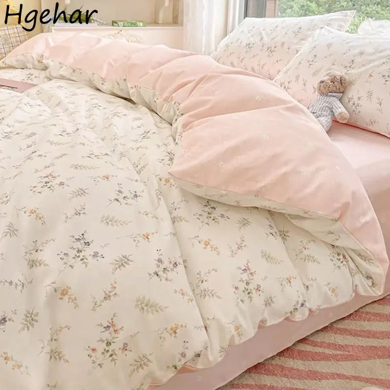 Floral Bed Duvet Covers Pastoral Four Seasons Polyester Quilt Cover King Queen Size Bedroom Bedding Home Textile Simple Cozy