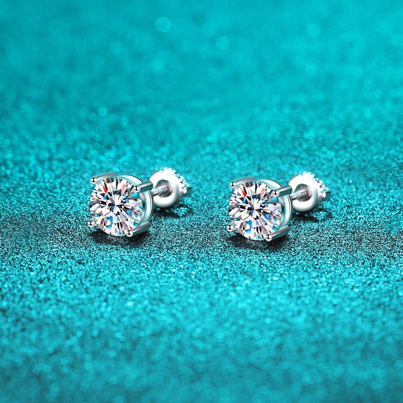 Smyoue White Gold Plated 1-4ct Moissanite Earring Studs for Women 4 Claws Brilliant Halo Lab Diamond Jewelry S925 Solid Silver