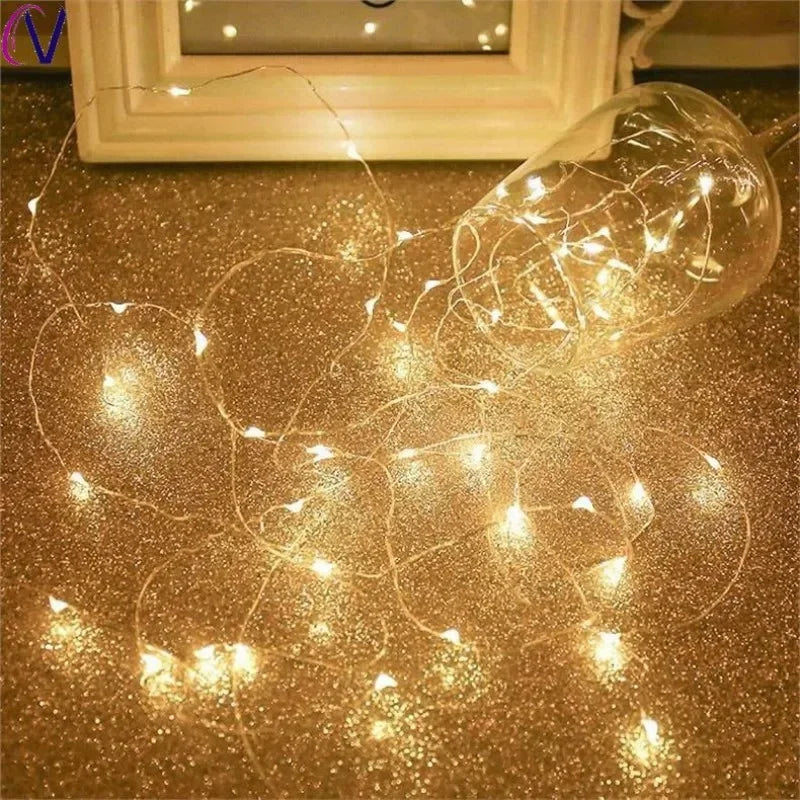 New Year Christmas Decoration Holiday Fairy Lamp Copper Wire USB Led Indoor Home Decor Warm White RGB String With Remote Control