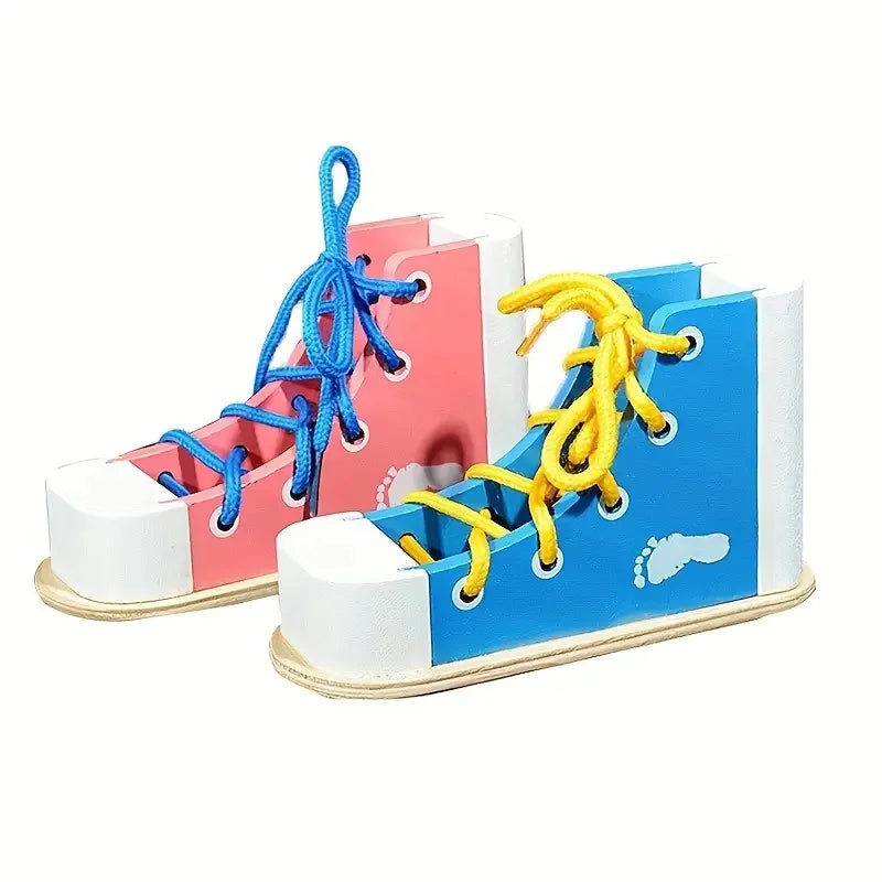 Baby Montessori Wooden Toys Learn To Tie Shoelaces Threading Game Teaching Aids Educational Toys for Boys Girls Birthday Gift