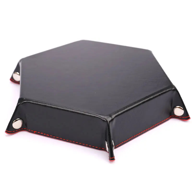 Foldable Dice Tray Box PU Leather Folding Hexagon Coin Square Game 12 Colors For RPG DnD Table Board Games