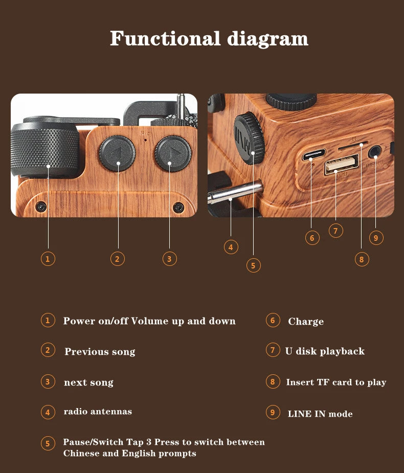 American retro mini FM radio wireless bluetooth speaker portable subwoofer outdoor small steel gun creative caixa de som