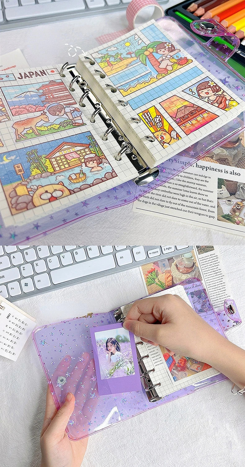 A7 Notebook 6-hole PVC Notebook Cover Loose-leaf Account Book Case Replacement Shell Journal Binder Mini Notebook Planner