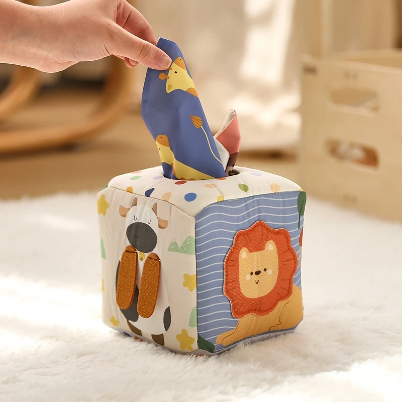 Montessori Toys Magic Cotton Animal Tissue Box Kids Finger Exercise Busy Board Toys Baby Educational Activity Sensory Game Gifts