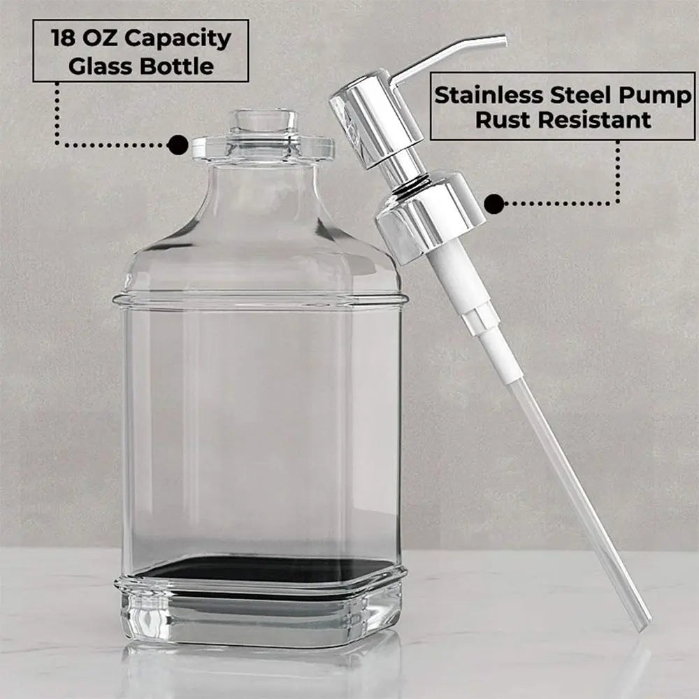 Labels Thick Glass Stainless Steel Pump Press Type Liquid Foam Machine Soap Dispenser Separate Bottle Washing Hand