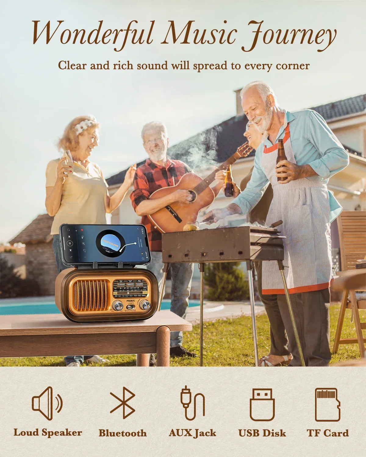 Golon Bluetooth Speaker Oem Pocket Portatil Mini Antigo Retro Wooden Solarea Solar Panel Transistor Am Fm Sw Radio Music Player