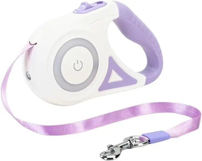 Retractable Dog Leash with Flashlight Front Safety Led Light 360°Tangle Free Training Leash
