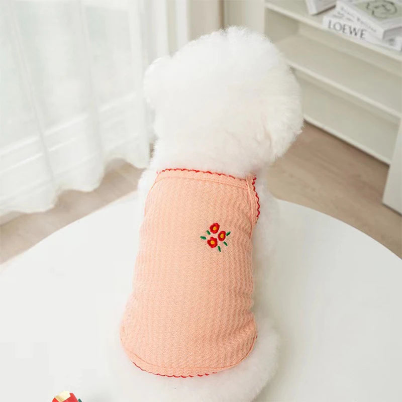 Summer Dog Shirts Cute Flower Pattern Shirt Puppy Thin Soft Vest Cat Solid shirt Chihuahua Yorkie Fashion Clothing Pet Supplies