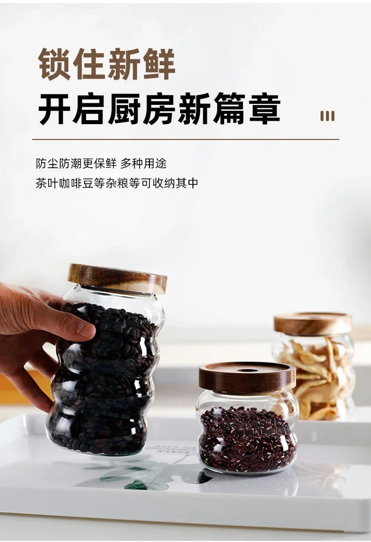 Glass Jars With Lids Container for Cereals Mason Jar Sugar and Tea Cans Storage Containers Hermetic Pots for Food Airtight Lid