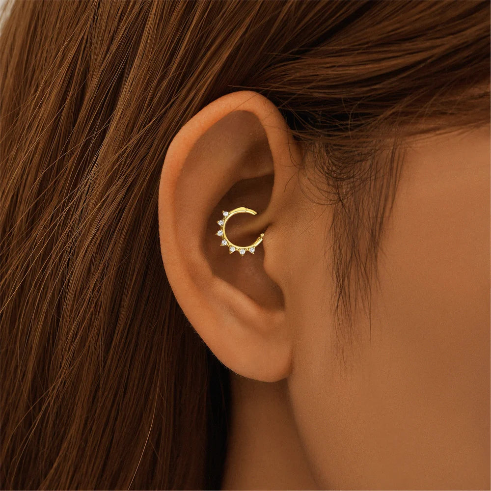 CANNER 1PC 925 Sterling Silver Triangle Zircon Cartilage Piercing Hoop Earring For Women's 18k Gold Minimalism Fine Jewelry Gift