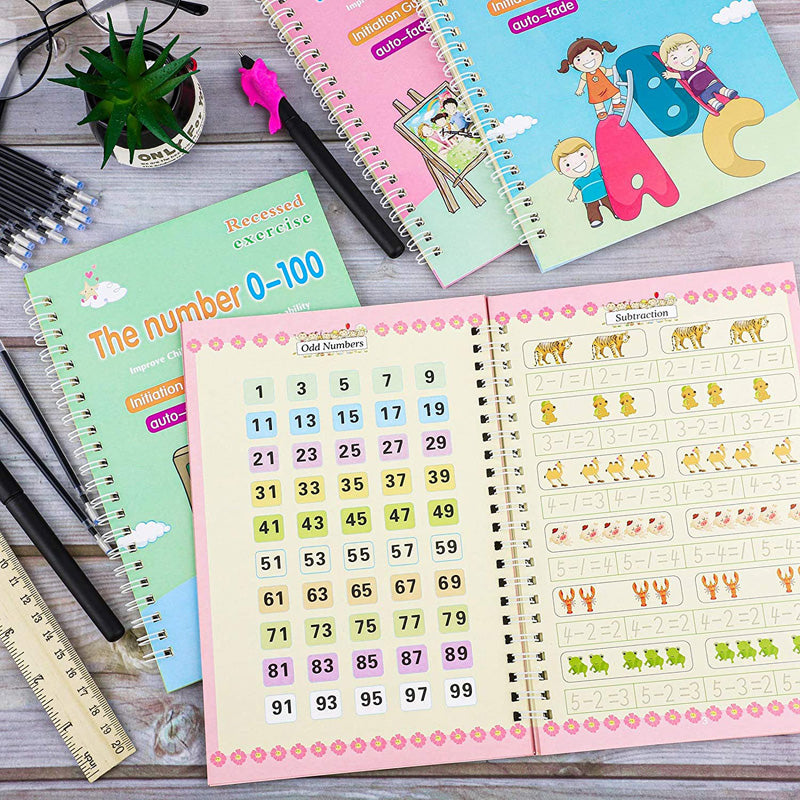 German Children's Copy Book 13x19cm Deep Groove Magic Book Alphabet Learning Numbers Handwritten German Magic Practice Copybook